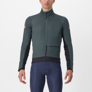 Men Castelli ALPHA DOPPIO ROS Jackets Green / Black | VOT-946178