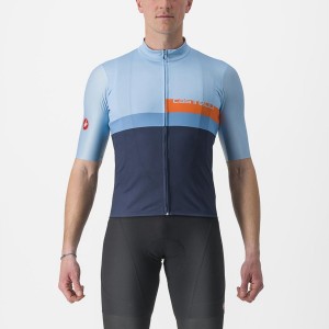 Men Castelli A BLOCCO Jersey Blue / Deep Red Orange | ZLD-076125