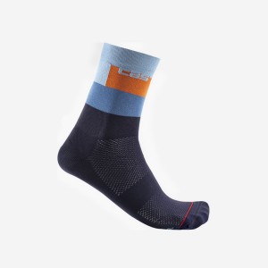 Men Castelli BLOCCO 15 Socks Blue | NME-846175