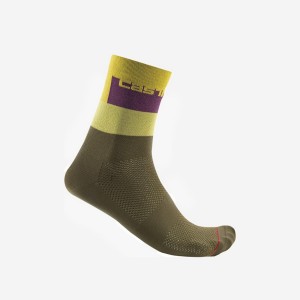 Men Castelli BLOCCO 15 Socks Green | FQW-927461