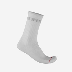 Men Castelli DISTANZA 20 Socks White | LED-624893