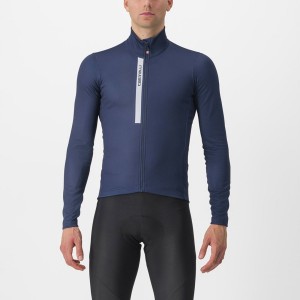 Men Castelli ENTRATA THERMAL Jersey Blue / Silver Grey | QXS-357042