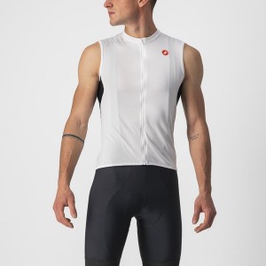 Men Castelli ENTRATA VI SLEEVELESS Jersey White / Black / Red | FKC-830624