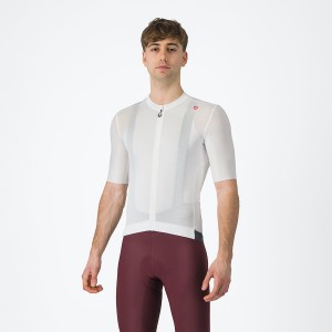 Men Castelli ESPRESSO Jersey White / Dark Grey | DSK-591324