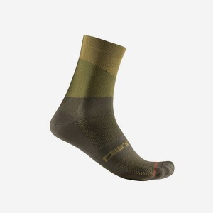 Men Castelli ORIZZONTE 15 Socks Olive / Deep Green | QOS-459623