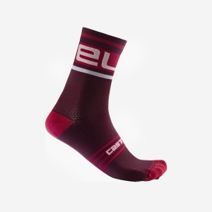 Men Castelli PROLOGO 15 Socks Burgundy / White | TMJ-254317