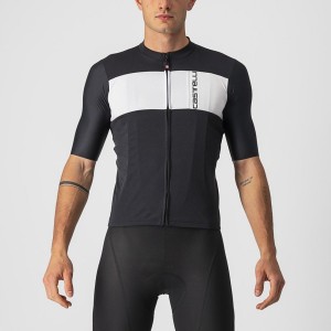 Men Castelli PROLOGO 7 Jersey Black / Silver Grey / White | XUY-037258