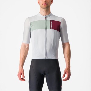 Men Castelli PROLOGO 7 Jersey Silver Grey / Green | FVD-923841