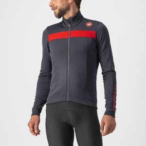 Men Castelli PURO 3 FZ Jersey Dark Grey / Red | DCP-573260