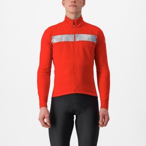 Men Castelli RADDOPPIA 3 Jackets Red / Silver | VQS-962137