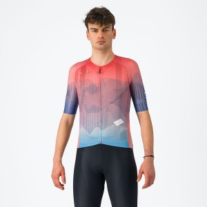 Men Castelli R-A/D Jersey Multicolor Pink / Blue | DNI-048932