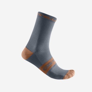 Men Castelli SUPERLEGGERA T 12 Socks Light Grey Blue / Brown | EIJ-184970