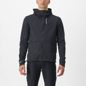 Men Castelli TRAIL HOODIE Jackets Black | IZR-462091