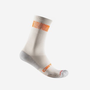 Men Castelli UNLIMITED 18 Socks Silver / Orange Red | JTY-365702