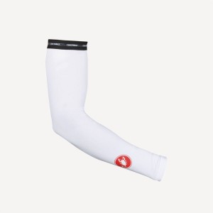 Men Castelli UPF 50 + LIGHT ARM SLEEVES Arm Warmer White | NJH-705196