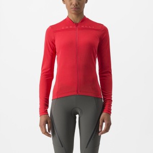 Women Castelli ANIMA 4 LONG SLEEVE Jersey Red | GVB-205768