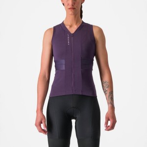 Women Castelli ANIMA 4 SLEEVELESS Jersey Purple White | LIM-405271