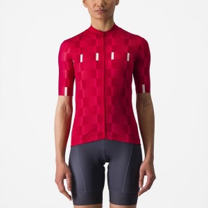 Women Castelli DIMENSIONE Jersey Red / White | KYJ-417296