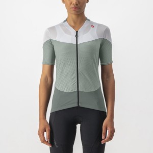 Women Castelli GRADIENT COLOR BLOCK Jersey Green / White | UOB-285413