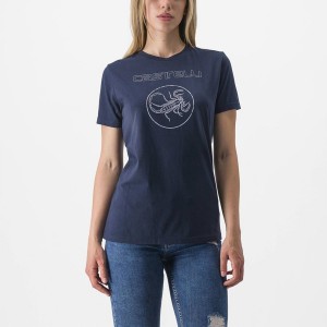 Women Castelli PEDALARE TEE Casual Blue | HVI-528079