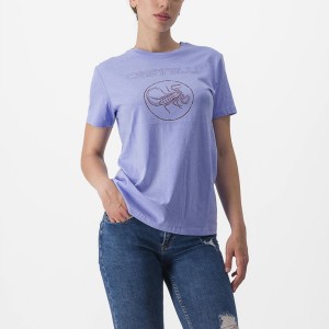 Women Castelli PEDALARE TEE Casual Purple White | GOA-407982