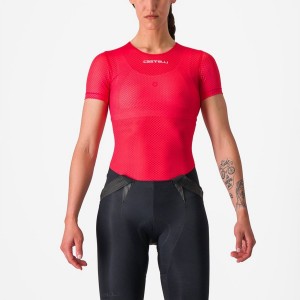 Women Castelli PRO MESH W SHORT SLEEVE Base Layer Red | TPC-730825