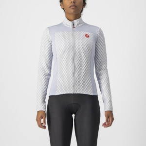 Women Castelli SFIDA 2 FZ Jersey Silver Grey / White | WLI-813572