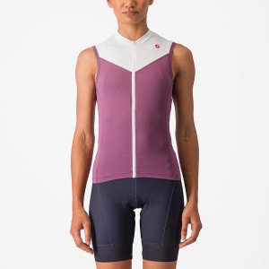 Women Castelli SOLARIS SLEEVELESS Jersey Deep Purple / White | CUW-916408