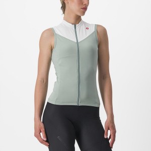 Women Castelli SOLARIS SLEEVELESS Jersey Green / White | XMD-478215