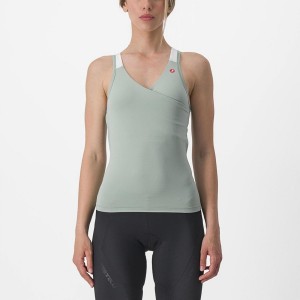 Women Castelli SOLARIS TOP Jersey Green / White | TCU-543891