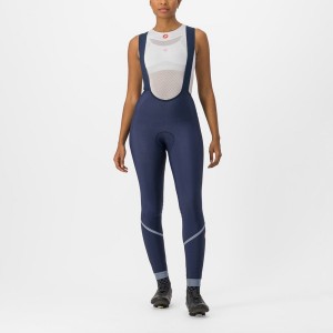 Women Castelli VELOCISSIMA DT Bib Tights Blue / Silver | PYQ-867925