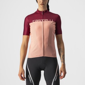 Women Castelli VELOCISSIMA Jersey Pink / Burgundy | QKC-396871