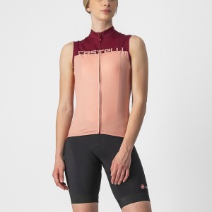 Women Castelli VELOCISSIMA SLEEVELESS Jersey Pink / Burgundy | VEW-618425