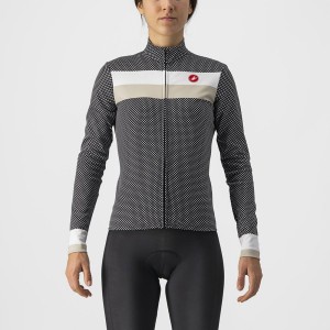 Women Castelli VOLARE LS Jersey Black / White | MXW-213970