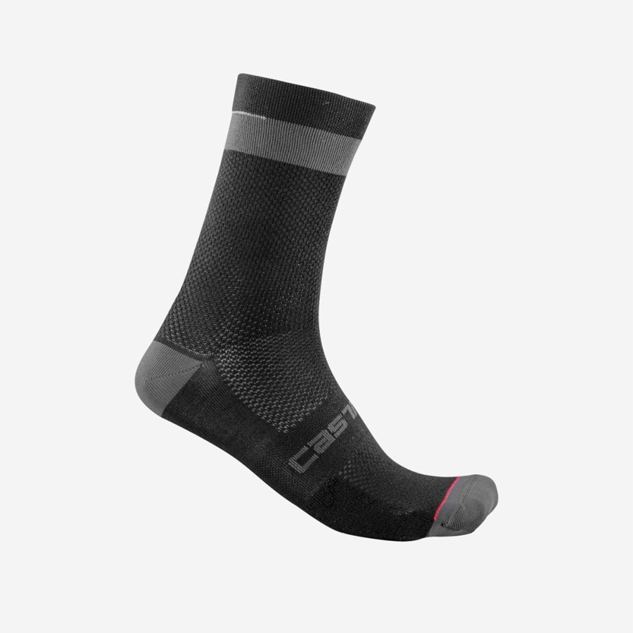 Men Castelli ALPHA 18 Socks Black / Dark Grey | WGJ-458760