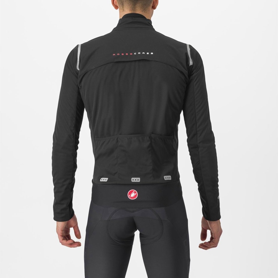 Men Castelli ALPHA DOPPIO ROS Jackets Black / Silver / Dark | ZUX-410796