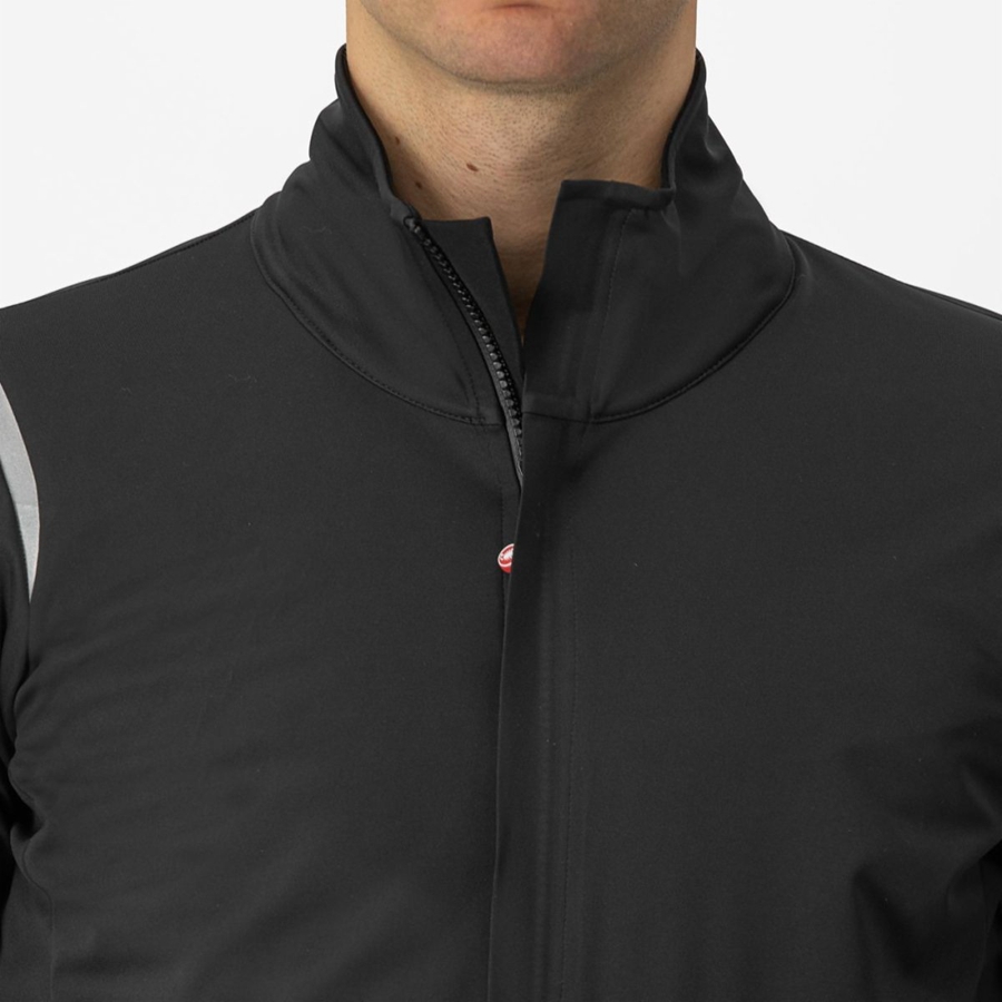 Men Castelli ALPHA DOPPIO ROS Jackets Black / Silver / Dark | ZUX-410796