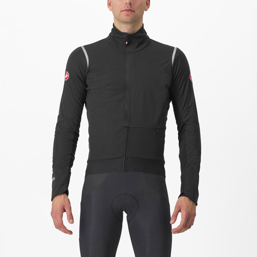 Men Castelli ALPHA DOPPIO ROS Jackets Black / Silver / Dark | ZUX-410796