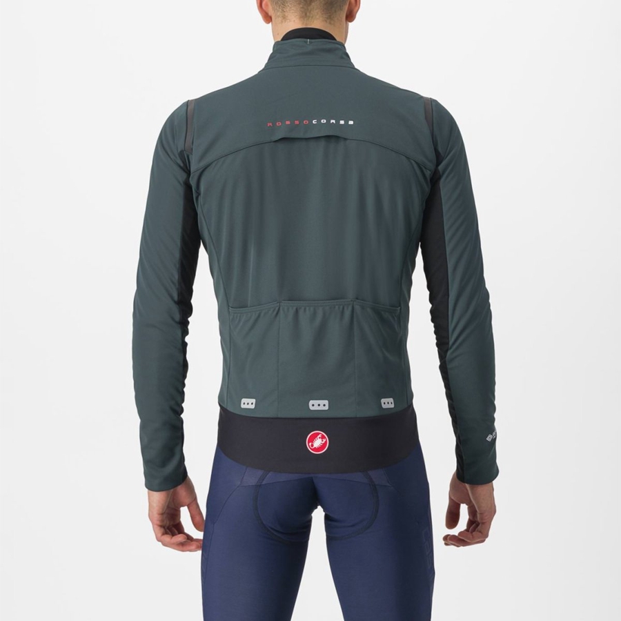 Men Castelli ALPHA DOPPIO ROS Jackets Green / Black | VOT-946178