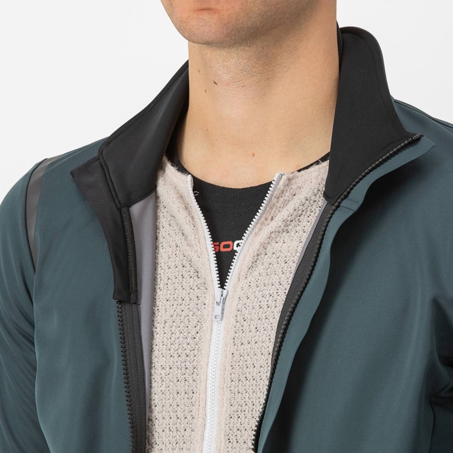 Men Castelli ALPHA DOPPIO ROS Jackets Green / Black | VOT-946178