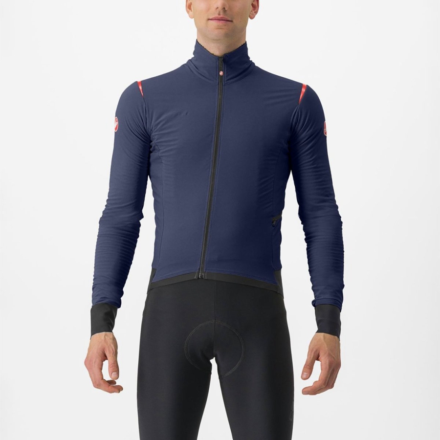 Men Castelli ALPHA FLIGHT ROS Jackets Blue / Red | UNY-701263