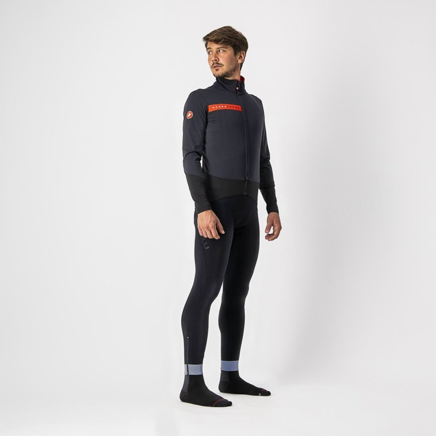 Men Castelli BETA RoS Jackets Black / Red | NWM-530147