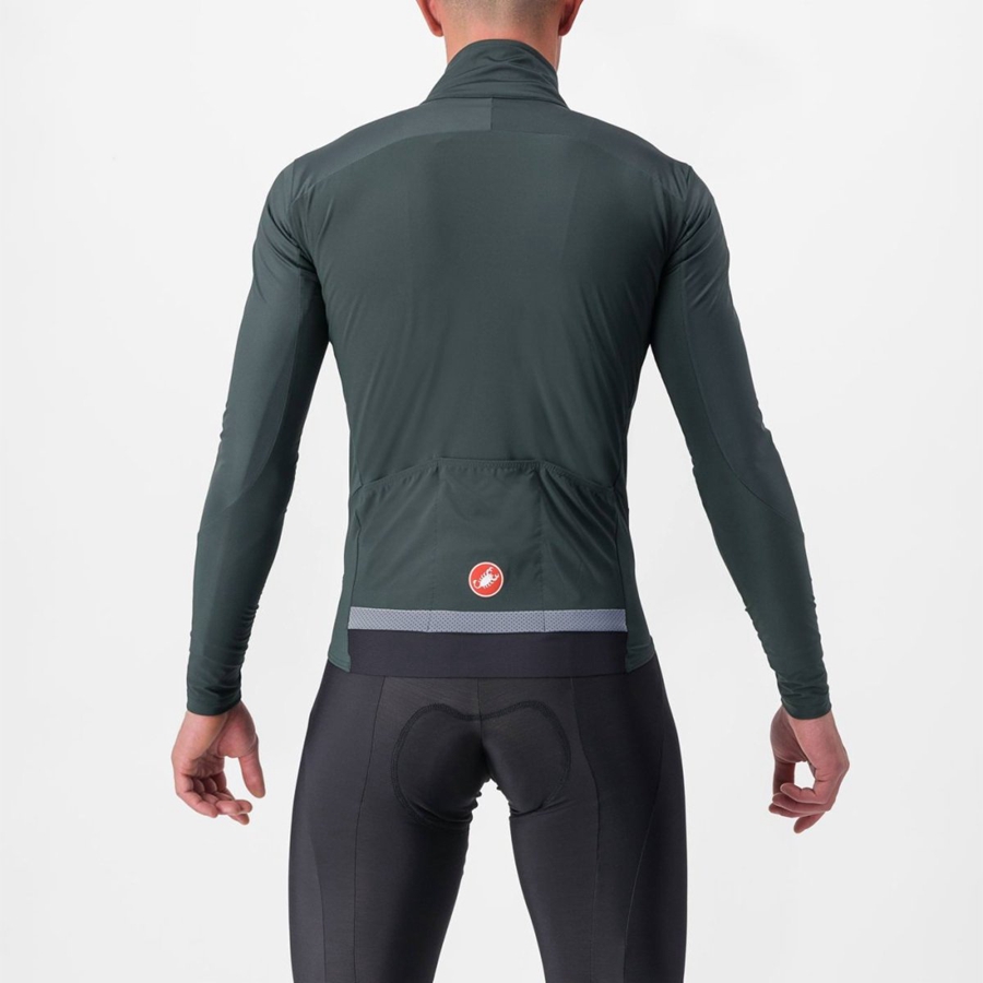 Men Castelli BETA RoS Jackets Green / Red Orange | FGL-178640