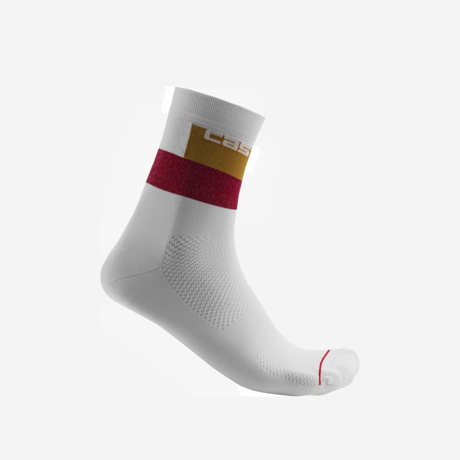 Men Castelli BLOCCO 15 Socks White | TKV-108376