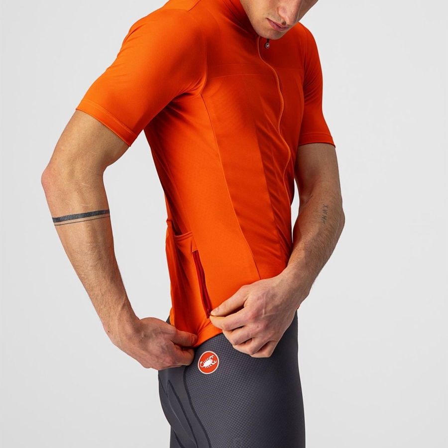 Men Castelli CLASSIFICA Jersey Orange | UBM-762108