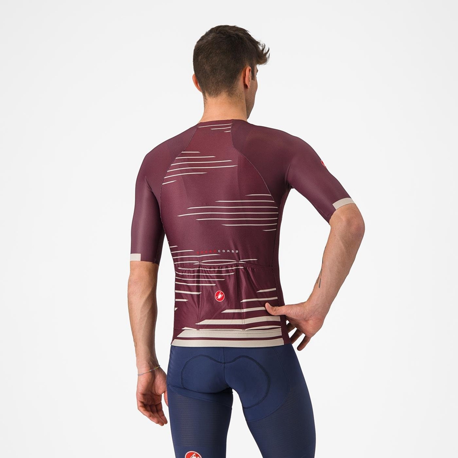 Men Castelli CLIMBER'S 4.0 Jersey Deep Burgundy / Silver | STJ-820163