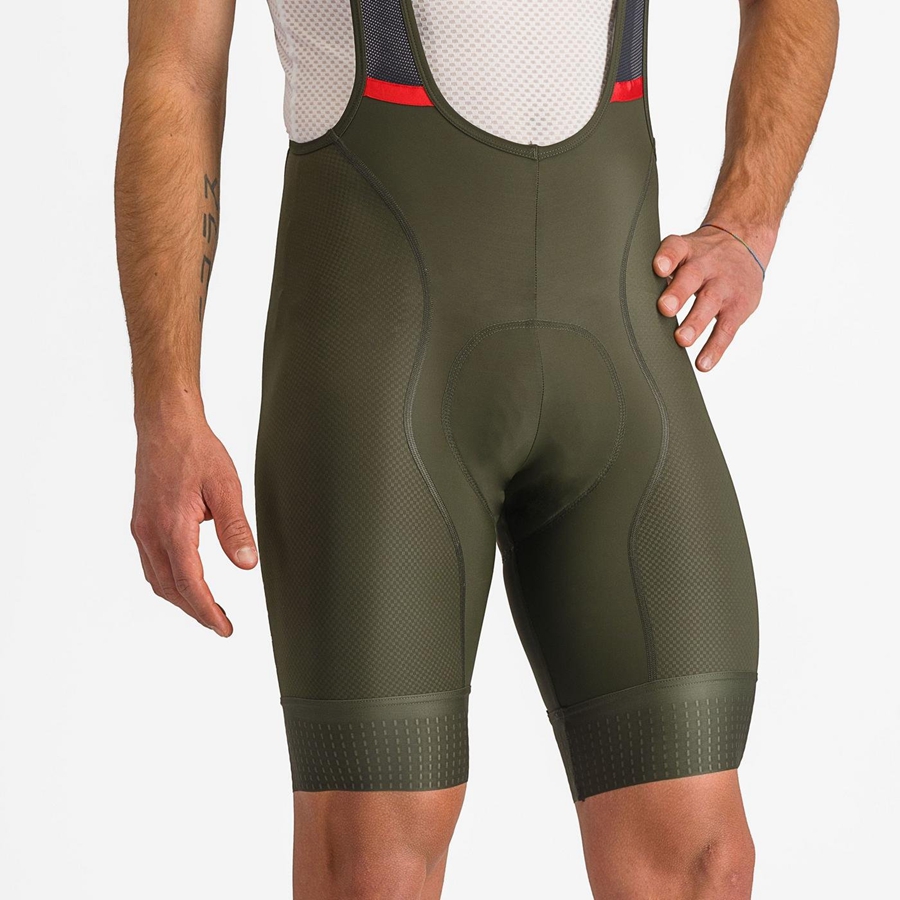 Men Castelli COMPETIZIONE Bib Shorts Deep Green | HUN-624805