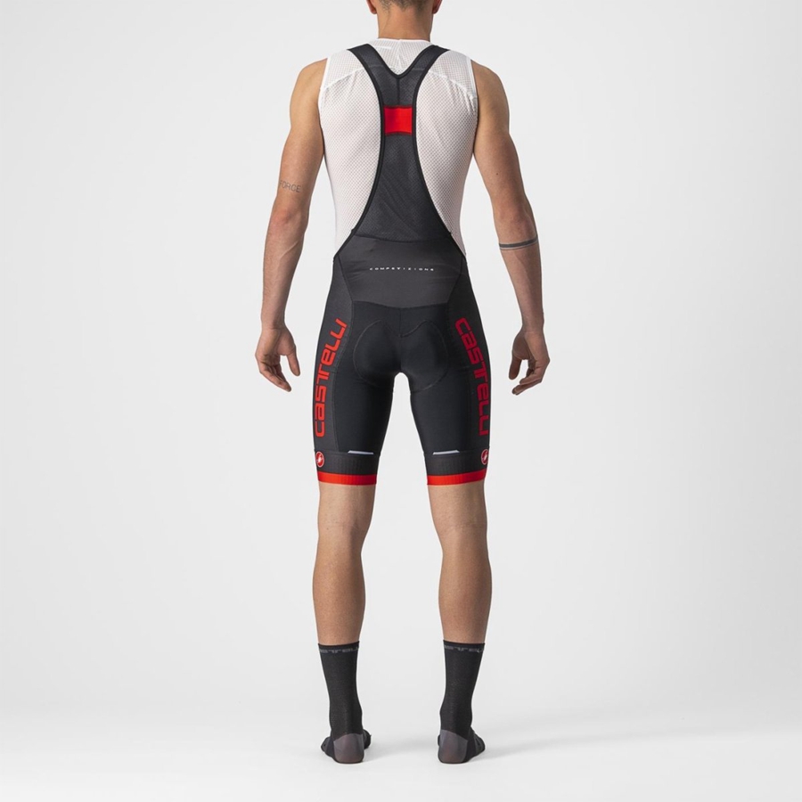 Men Castelli COMPETIZIONE KIT Bib Shorts Black / Red | KMP-935147