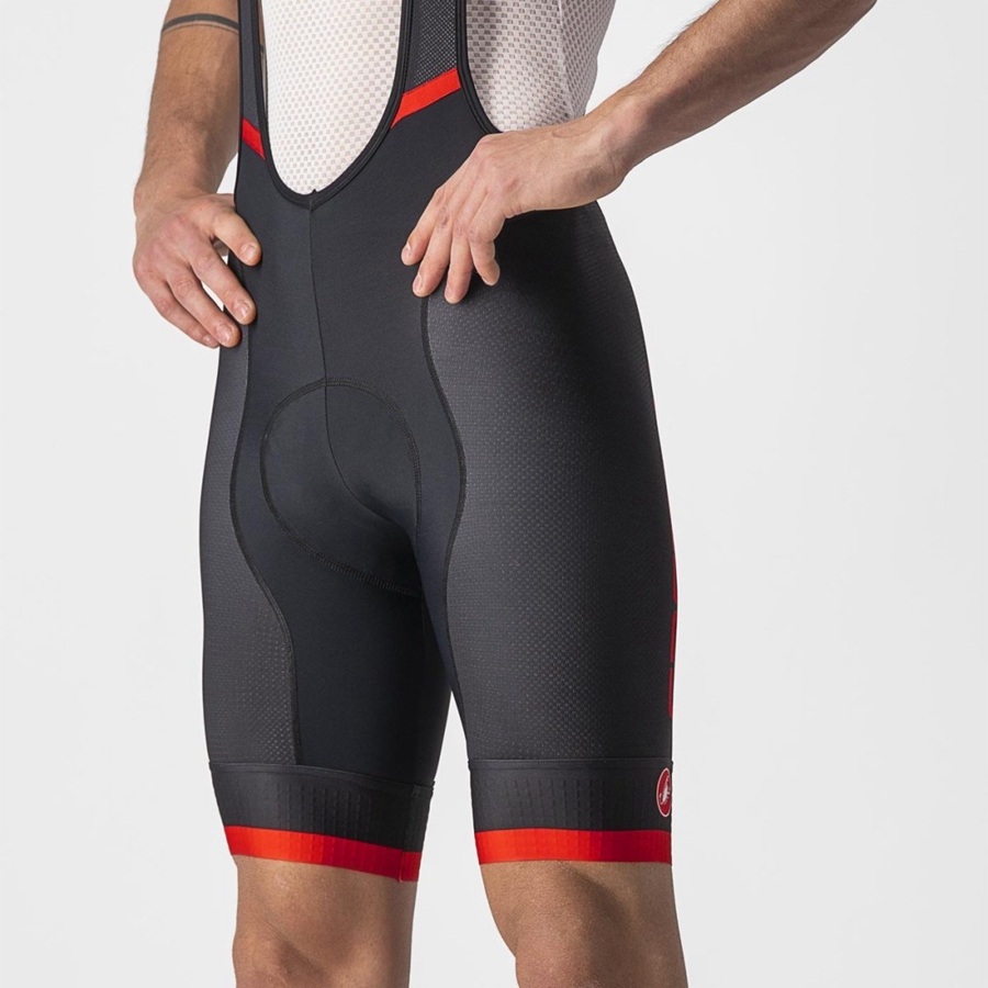 Men Castelli COMPETIZIONE KIT Bib Shorts Black / Red | KMP-935147