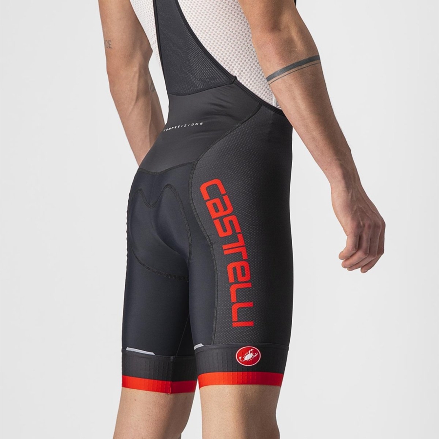 Men Castelli COMPETIZIONE KIT Bib Shorts Black / Red | KMP-935147